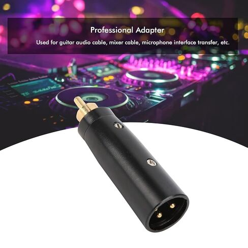 Audio Adapter Male Connector, Zinc Alloy Black Gold - Plated 67x18mm - Durable Guitar & Microphone Cable Converter, Reliable Contact for Audio Accessories in Kuwait