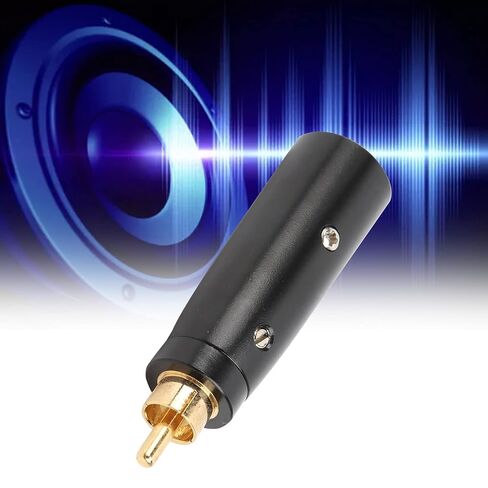 Audio Adapter Male Connector, Zinc Alloy Black Gold - Plated 67x18mm - Durable Guitar & Microphone Cable Converter, Reliable Contact for Audio Accessories in Kuwait