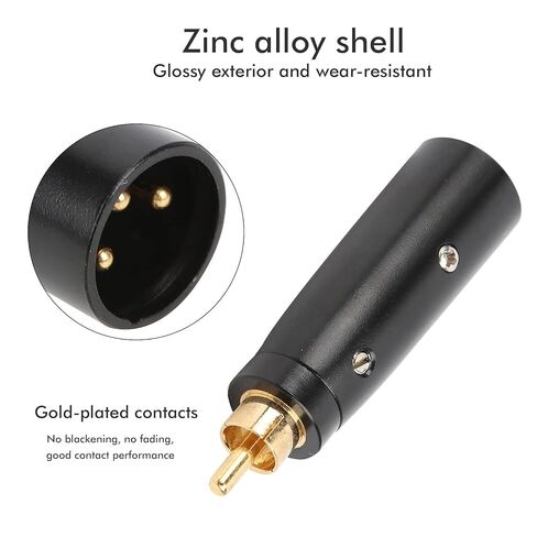 Audio Adapter Male Connector, Zinc Alloy Black Gold - Plated 67x18mm - Durable Guitar & Microphone Cable Converter, Reliable Contact for Audio Accessories in Kuwait