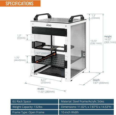 Tecmojo 6U 10 inch Mini Server Rack & 2 Pack 0.5U Rack Shelf in Kuwait