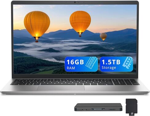 Dell 15 15.6" FHD Business Laptop, Intel Core i7-1355U, 16GB RAM, 1.5TB Storage(512GB SSD+1TB Docking Station Set), Intel UHD Graphics, Backlit Keyboard, Num Pad, Webcam, Wi-Fi 6, Win 11, Silver in Saudi Arabia