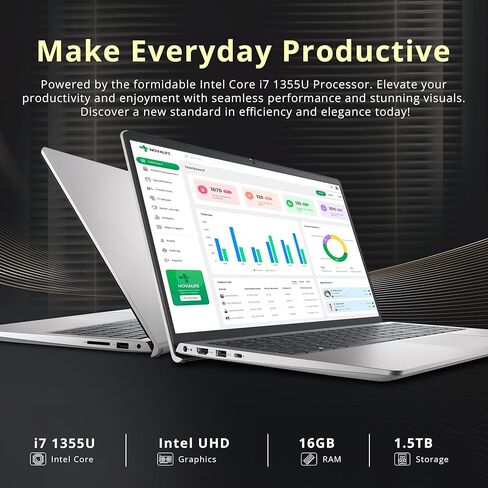 Dell 15 15.6" FHD Business Laptop, Intel Core i7-1355U, 16GB RAM, 1.5TB Storage(512GB SSD+1TB Docking Station Set), Intel UHD Graphics, Backlit Keyboard, Num Pad, Webcam, Wi-Fi 6, Win 11, Silver in Saudi Arabia