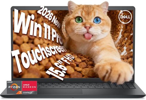 Dell Inspiron 15 Touchscreen Laptop Computer, 15.6" FHD Anti-Glare, AMD Ryzen 7 7730U, 20GB RAM, 512GB SSD, Windows 11 Pro, Numeric Keypad, Copilot AI, Business & Students, Office 365 for the Web in Kuwait