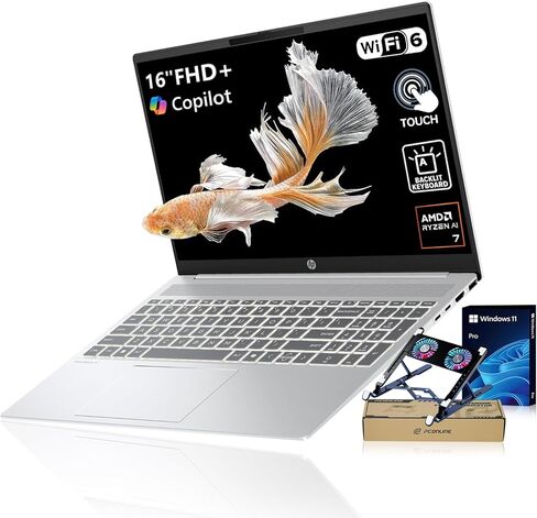 HP OmniBook 5 (العلامة التجارية Envy Next) Premium Copilot AI Business Laptop، 16 بوصة FHD+ Touch، AMD Ryzen AI 7 350، Radeon 860M Graphics، ذاكرة وصول عشوائي LPDDR5X سعة 32 جيجابايت، 1 تيرابايت SSD، Wi-Fi 6، W11P، إضاءة خلفية، حزمة مع مبرد PCO in Kuwait