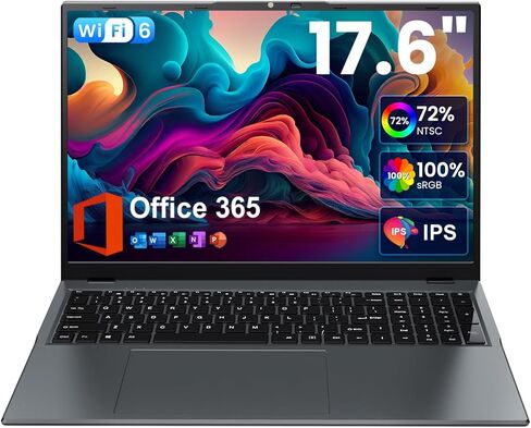 jumper 17.6 Inch FHD Laptop,4-Core N95 Processor(Up to 3.4GHz), 16GB RAM 1TB SSD + 128GB Storage, 100% sRGB Display, Backlit Keyboard, Windows 11 Office 365, 7000mAh Battery, DC Fast Charging, WiFi 6 in Kuwait