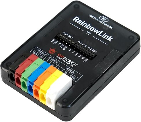DFROBOT RainbowLink V2: محول USB معزول بأربع قنوات إلى محول تسلسلي (RS485/RS232/2xTTL) | قوة تعزيز مدمجة 12 فولت | الإسكان الصناعي الوعرة | أداة تصحيح الأخطاء المحمولة للمهندسين الميدانيين وPLC in Kuwait
