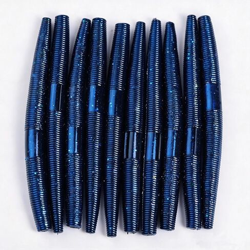 Soft Plastic Fishing Lures for Bass 5" - Salt Infused Stick Bait, Fall Rate Action for Texas/Wacky/Carolina Rig, Soft Plastic Swimbaits for Freshwater/Saltwater in Kuwait