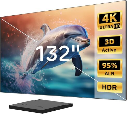 [الحزمة] شاشة ALR عدسية غير ملحومة من NothingProjector مقاس 132 بوصة + شريط تمرير جهاز عرض UST بمحرك، إطار ثابت بدقة 4K UHD بنسبة 16:9، طاقة مزامنة صينية قابلة للسحب تلقائيًا، تمتد إلى 150 بوصة، إعداد مثالي للمسرح المنزلي in Kuwait