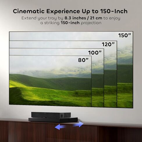 [الحزمة] شاشة ALR عدسية غير ملحومة من NothingProjector مقاس 132 بوصة + شريط تمرير جهاز عرض UST بمحرك، إطار ثابت بدقة 4K UHD بنسبة 16:9، طاقة مزامنة صينية قابلة للسحب تلقائيًا، تمتد إلى 150 بوصة، إعداد مثالي للمسرح المنزلي in Kuwait