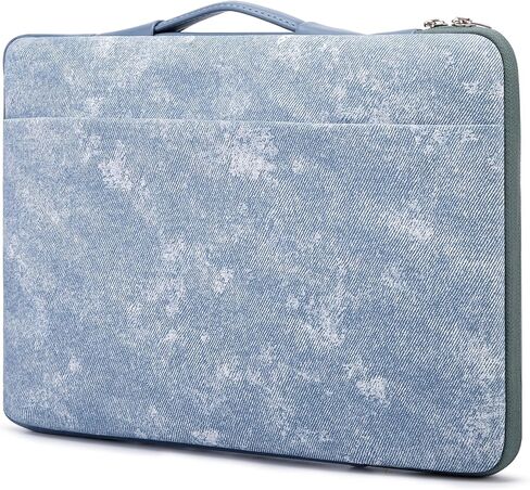Kinmac PU Leather 360° Heavy Duty Protective Laptop Sleeve Case Bag Cover with Handle for MacBook Air 13 inch,iPad Pro 13 inch and 13.3 inch HP,Dell,Lenovo,Asus,Acer Laptop (Blue Denim) in Kuwait