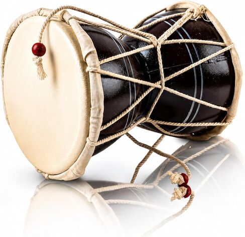 Handmade Wooden & Leather Classical Indian Folk Dumroo Damroo Damaru Hand Drum Set Percussion Decorative Collectible Showpiece World Musical Instruments (Multi) in Saudi Arabia