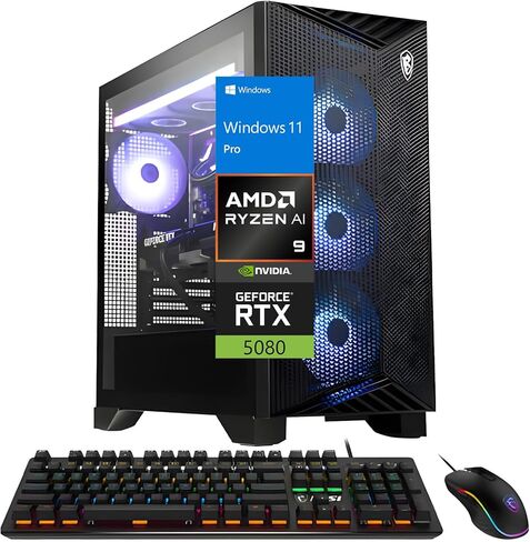 MSI Aegis ZS2 Gaming Desktop PC, GeForce RTX 5080 16GB, AMD Ryzen 9 9900X 12-Core, 32GB DDR5, 2TB NVMe SSD, 360mm Liquid Cooling, Wi-Fi 7, 850W 80+ Gold PSU, Windows 11 Pro in Kuwait