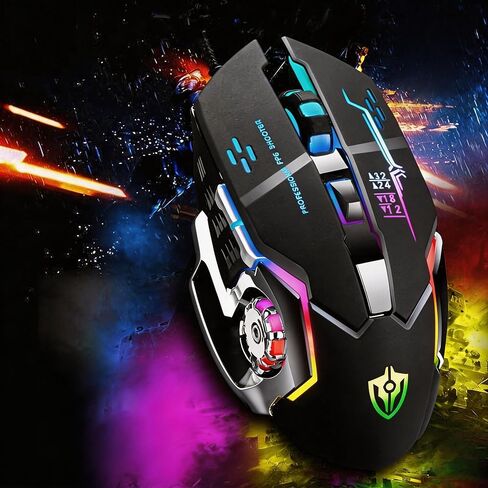 【 Plug and play - No Latency 】2026 Professional Gaming Mouse Wired, Ergonomic Gaming Player Laptop Optical Computer Mouse with RGB Backlight, 4 Adjustable DPI up to 3200, 6 Programmable Shortcut Keys in Kuwait