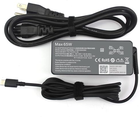 شاحن كمبيوتر محمول USB C 65 وات متوافق مع Lenovo ThinkPad T14 T14s T15 T16 E14 E15 E16 T480 T480S T580S E480 E580 X1 Carboon Yoga 7i 9i C930 C940 X13 Chromebook C330 S330 محول طاقة سريع in Kuwait