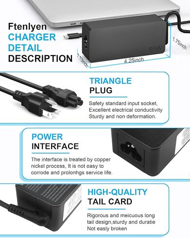 شاحن كمبيوتر محمول USB C 65 وات متوافق مع Lenovo ThinkPad T14 T14s T15 T16 E14 E15 E16 T480 T480S T580S E480 E580 X1 Carboon Yoga 7i 9i C930 C940 X13 Chromebook C330 S330 محول طاقة سريع in Kuwait