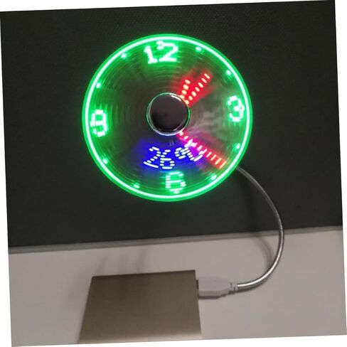 مروحة ساعة صغيرة قابلة لإعادة الشحن عبر USB مع شاشة LED في الوقت الحقيقي، مروحة تبريد محمولة على شكل عنق الإوزة للاستخدام المنزلي والمكتبي in Kuwait