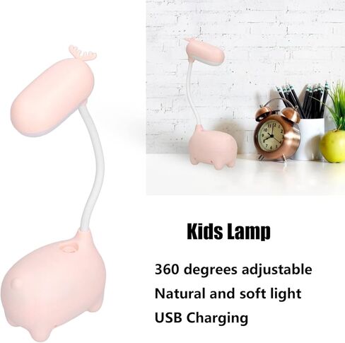 مصباح LED للأطفال، قابل للتعديل 360 درجة، ضوء طبيعي ناعم، شحن USB - حماية للعين، رقبة مرنة، مثالي للقراءة والدراسة in Kuwait