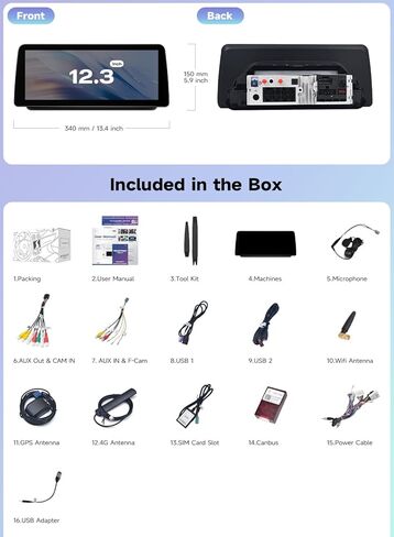 Roadanvi Android 14 6G+128G 12.3" Car Stereo for Toyota RAV4 2019-2022 Wireless Carplay Android Auto Car Radio Bluetooth 5.2 Head Unit QLED 1920x720 Touch Screen DTS GPS Navigation, X14 Series in Kuwait