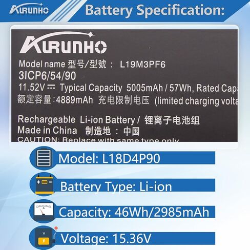 L19M3PF6 Laptop Battery Replacement for Lenovo Ideapad 5-15IIL05 5-15ARE05 5-15ITL05 5-15ARE05 5 15IAL7 5 15ABA7 Series L19M4PF1 L19L4PF1 LL19C4PF1 19L3PF2 L19D3PF3 L19C3PF5 L19C3PF4 57Wh in Kuwait