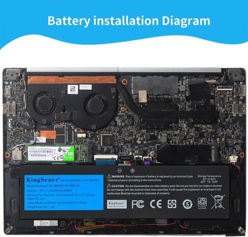 R13B01W R13B02W Laptop Battery for Xiaomi Mi Air 13 13.3" Series Notebook 161301-01 Tablet PC Rechargable Battery 7.6V 5230mAh /39WH in Kuwait