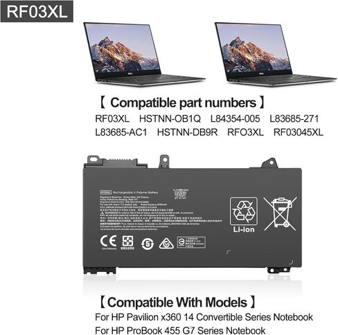 ALIPOWER RF03XL Laptop Battery Replacement for HP HP ProBook 430 440 445 450 455,455R G6 G7 ZHAN 66 Pro 13 14 15 G2 Serie L84354-005 L83685-AC1 HSTNN-OB1Q HSTNN-DB1Q HSTNN-DBN 9A HSTNN N-UB7R in Kuwait
