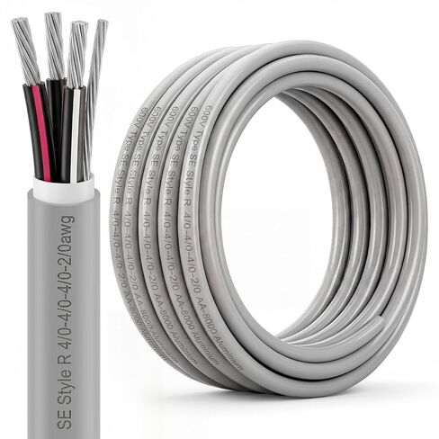 FairySandy 50' 4/0-4/0-4/0-2/0 SER Aluminum Service Entrance Cable 600V Aluminum 4/0 Wire for Mobile Homes & Home Services in Kuwait