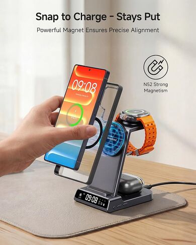 Magnetic Charger for Samsung S26 Ultra, Wireless Charging Station for Galaxy S26/S25/S24/S23 Series, Z Fold/Z Flip Series, for Galaxy Watch 8/8 Classic/Ultra/7/6/5, Galaxy Buds 3 Pro/3 (No Adapter) in Kuwait