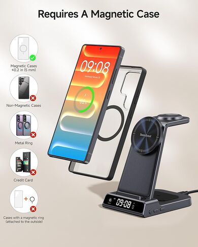 Magnetic Charger for Samsung S26 Ultra, Wireless Charging Station for Galaxy S26/S25/S24/S23 Series, Z Fold/Z Flip Series, for Galaxy Watch 8/8 Classic/Ultra/7/6/5, Galaxy Buds 3 Pro/3 (No Adapter) in Kuwait