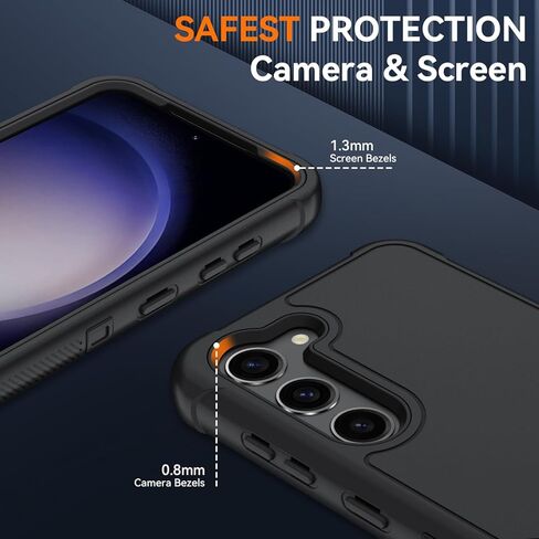 حافظة SunStory متوافقة مع حافظة Samsung Galaxy S23 مع واقي شاشة HD، وغطاء كامل الجسم عالي التحمل من 3 طبقات، حافظة حماية هجينة 3 في 1 لهاتف Galaxy S23 6.1 بوصة، أسود in Kuwait