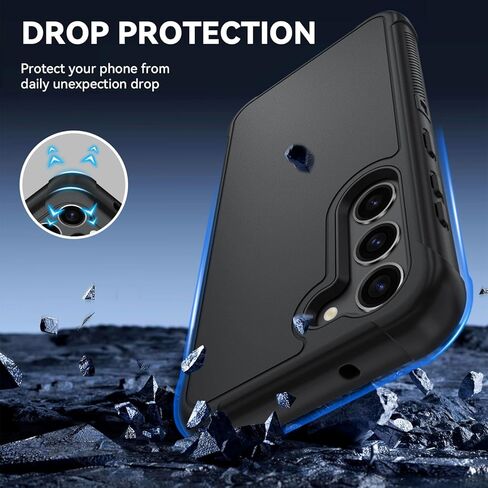 حافظة SunStory متوافقة مع حافظة Samsung Galaxy S23 مع واقي شاشة HD، وغطاء كامل الجسم عالي التحمل من 3 طبقات، حافظة حماية هجينة 3 في 1 لهاتف Galaxy S23 6.1 بوصة، أسود in Kuwait