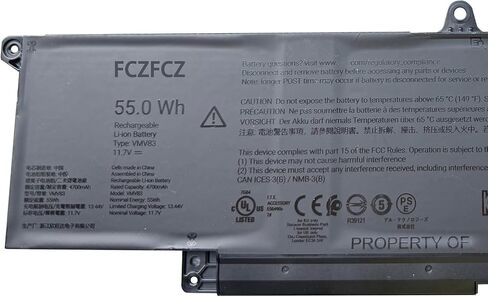 بطارية VMV83 55Wh 4700mAh بديلة لـ Dell Pro 13 Plus PB13250 / Pro 14 PC14250 PC14255 / 14 Plus PB14250 Series R2NVN M9HTK 60GY0 11.7V 3 خلايا in Kuwait