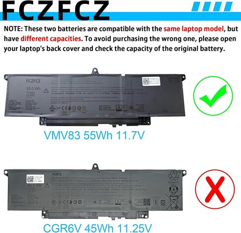 بطارية VMV83 55Wh 4700mAh بديلة لـ Dell Pro 13 Plus PB13250 / Pro 14 PC14250 PC14255 / 14 Plus PB14250 Series R2NVN M9HTK 60GY0 11.7V 3 خلايا in Kuwait