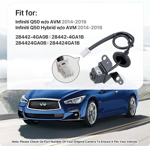 28442-4GA0B 4PIN Rear View Camera Replacement for Infiniti Q50 w/o AVM 2014-2019 & Infiniti Q50 Hybrid w/o AVM 2014-2018, OE Backup Cam Replaces 28442-4GA1B, 284424GA0B, 284424GA1B by GreenYi in Kuwait