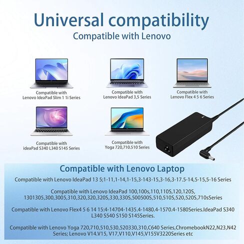 65W 45W Laptop Charger Compatible with Lenovo IdeaPad 3 1 5 330 330S 310 320 S145 S340 520 530s 710s, Flex 4 5 6, V14 V15 V17 Series, Yoga 710 510 Power Adapter in Kuwait