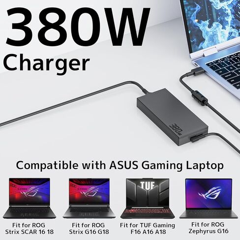 380W 280W Laptop Charger Replacement for Asus ROG Strix G16 G18 2025 G615LW G815 G815LP Ultra 9 Scar 18 16 G835 G635 Tuf Gaming F16 RTX 5080 5070 5090 Power Supply ADP-380AB B 20V 19A AC Adapter Cord in Kuwait