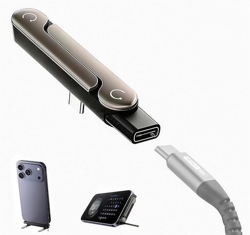 كابل USB C إلى USB C قابل للفصل 2 في 1، كابل بيانات حامل 240 وات للمكتب، كابل شاحن حامل غير مرئي قابل للطي مع حامل غير مرئي 360 درجة للسفر في السيارة والمكتب (2) in Kuwait