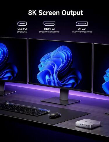 كمبيوتر صغير MINISFORUM X1 Pro 470 مزود بمعالج AMD Ryzen AI 9 HX470، ورسومات Radeon 890M، وذاكرة وصول عشوائي 32 جيجابايت، و1 تيرابايت SSD، ومنفذ 2x5G RJ45|WiFi7|BT5.4، ومخرج فيديو HDMI/DP/2xUSB4، يدعم Copilot كمبيوتر صغير يعمل بالذكاء الاصطناعي in Kuwait