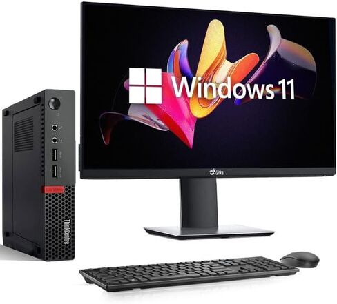 Lenovo M710 Tiny Desktop PC — Intel Core i5-7500T — 16GB DDR4 RAM — 512GB SSD — New 24" LED Monitor — Wireless Keyboard & Mouse — Built-in Wi-Fi — Mini Office Computer — Windows 11 Pro (Renewed) in Kuwait