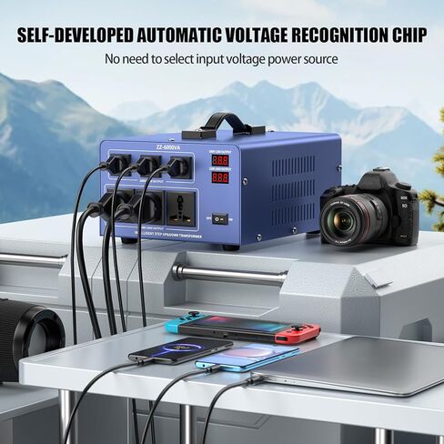 6000W Voltage Converter Auto Transformer,110/120/220/240V Heavy Duty Step Up/Down Power Converter Transformer with 3 US Outlets,3 Universal Outlets, LCD Display,Resettable Circuit Breaker Protection in Kuwait