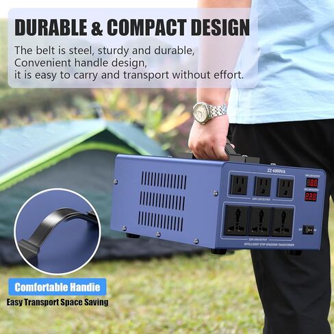 6000W Voltage Converter Auto Transformer,110/120/220/240V Heavy Duty Step Up/Down Power Converter Transformer with 3 US Outlets,3 Universal Outlets, LCD Display,Resettable Circuit Breaker Protection in Kuwait