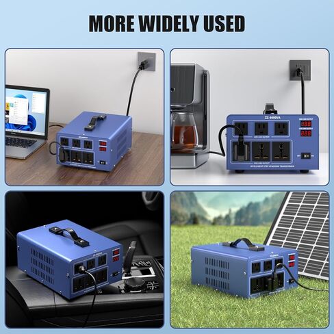 6000W Voltage Converter Auto Transformer,110/120/220/240V Heavy Duty Step Up/Down Power Converter Transformer with 3 US Outlets,3 Universal Outlets, LCD Display,Resettable Circuit Breaker Protection in Kuwait
