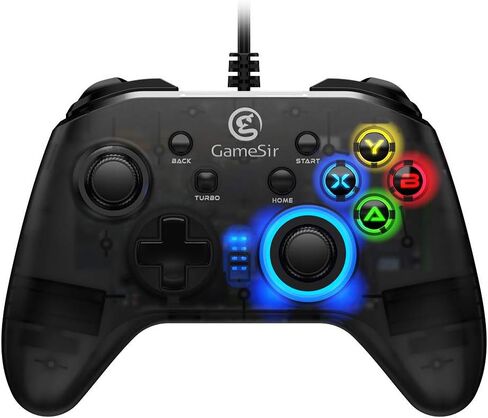 GameSir T4W PC Controller Wired Game Controller for Windows 10/8.1/8/7 Dual Shock Game Gamepad, USB Gamepad with LED Backlight Joystick Vibration Feedback, Semi-Transparent Design (Renewed) in Kuwait