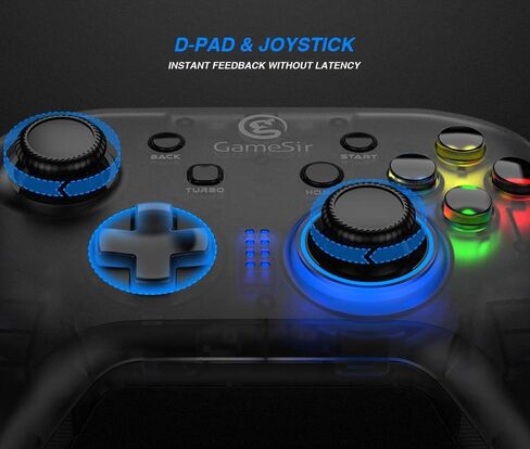 GameSir T4W PC Controller Wired Game Controller for Windows 10/8.1/8/7 Dual Shock Game Gamepad, USB Gamepad with LED Backlight Joystick Vibration Feedback, Semi-Transparent Design (Renewed) in Kuwait