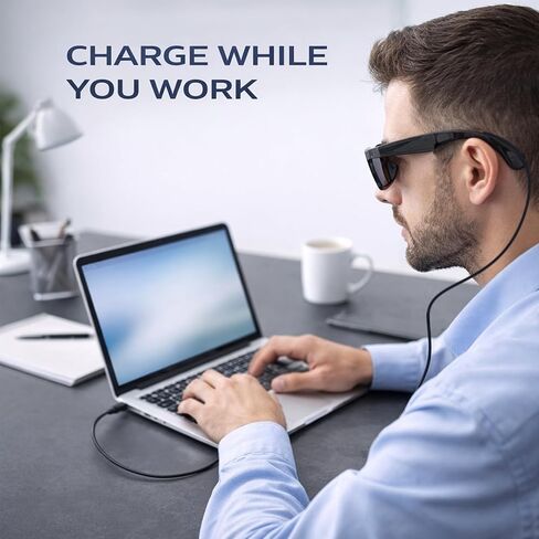 Charging Cable for Ray-Ban Meta Wayfarer & Gen 2, 3.9ft Type-C Clip-On Tangle-Free Design, Fast Charge While Wearing, Compatible with Power Bank, Phone, Car, Laptop in Saudi Arabia