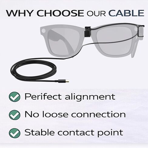 Charging Cable for Ray-Ban Meta Wayfarer & Gen 2, 3.9ft Type-C Clip-On Tangle-Free Design, Fast Charge While Wearing, Compatible with Power Bank, Phone, Car, Laptop in Saudi Arabia