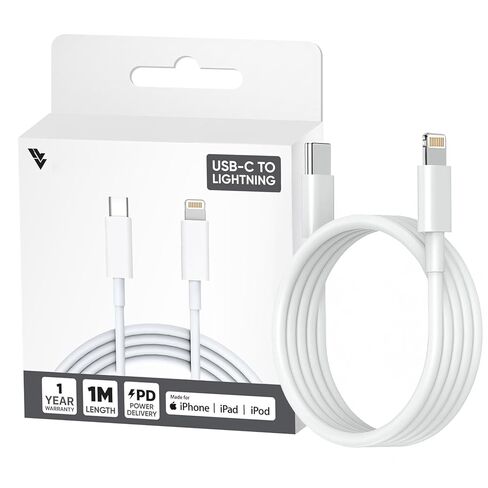 DR VAKU® USB C إلى Lightning Cable 1M كابل شاحن سريع USB-C سلك توصيل الطاقة لـ 14/13/12/12 Pro Max/12 Mini/11/11Pro/Xs/Max/Xr/X/8/8Plus/iPad in Kuwait