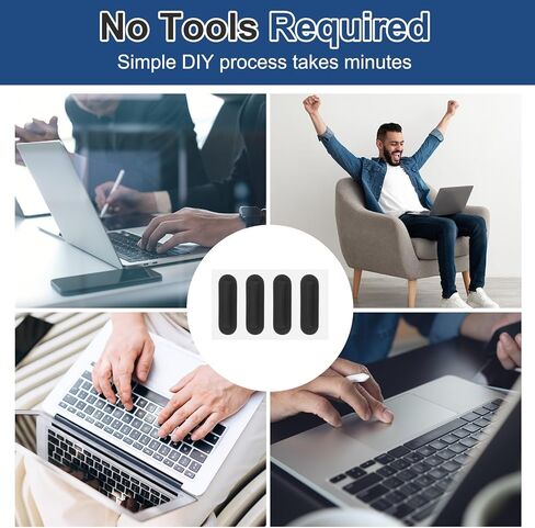 PATIKIL 0.3 Inch / 7.5 mm Laptop Rubber Feet, 12 pcs Anti-Skid Pads Oval Computer Bottom Replacement Foot Cover for Laptop Base Consoles Bottom Furniture Feet, Black in Kuwait
