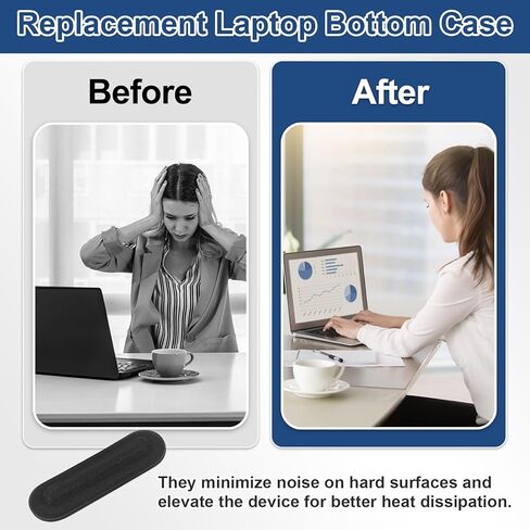 PATIKIL 0.3 Inch / 7.5 mm Laptop Rubber Feet, 12 pcs Anti-Skid Pads Oval Computer Bottom Replacement Foot Cover for Laptop Base Consoles Bottom Furniture Feet, Black in Kuwait