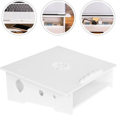Cabilock Laptop Elevated Stand with Silent Cooling, Compact White Laptop Support Rack for Home Office, Portable Computer Display Storage Holder for Improved Ventilation and Ergonomic Use in Kuwait