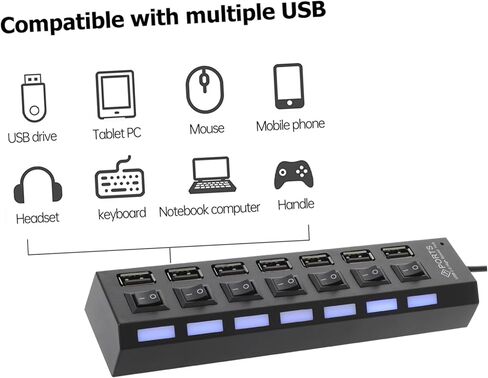 TEHAUX USB Hub Port USB Splitter Multi USB Port Adapter for and High Speed Expander Portable and Reliable Design for Multiple Devices in Kuwait